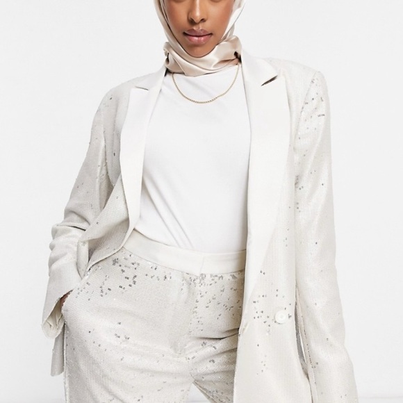 ASOS Jackets & Blazers - asos  White/cream/silver  Sequin Blazer and Pants Set